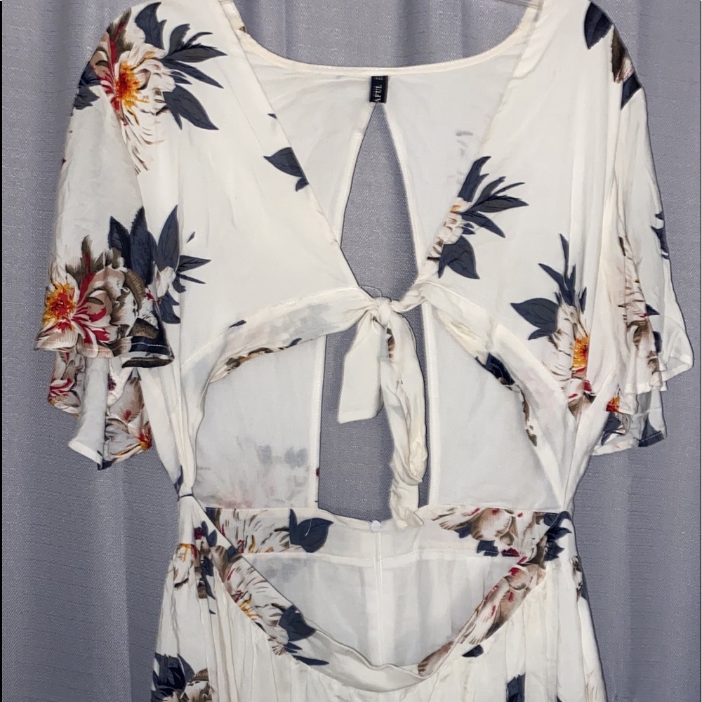 White floral cut out dress